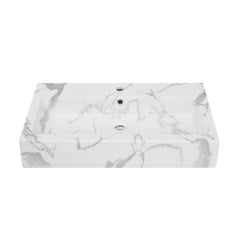 Swiss Madison Voltaire Wide Rectangle Wall Hung Sink in Static Marble - SM-WSM292W - The Home Selection