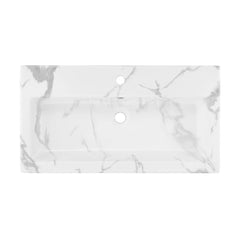 Swiss Madison Voltaire Wide Rectangle Wall Hung Sink in Static Marble - SM-WSM292W - The Home Selection