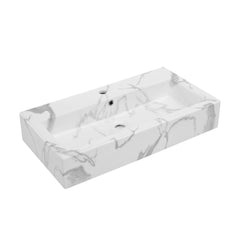 Swiss Madison Voltaire Wide Rectangle Wall Hung Sink in Static Marble - SM-WSM292W - The Home Selection