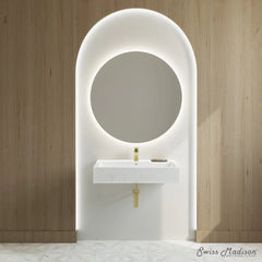 Swiss Madison Voltaire Wide Rectangle Wall Hung Sink in Static Marble - SM-WSM292W - The Home Selection