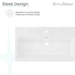 Swiss Madison Voltaire Wide Rectangle Wall Hung Sink in Static Marble - SM-WSM292W - The Home Selection