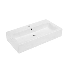 Swiss Madison Voltaire Wide Rectangle Wall Hung Sink in Static Marble - SM-WSM292W - The Home Selection