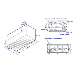 EAGO 57'' White Acrylic Jetted Whirlpool Bathtub W/ Fixtures - AM175-R