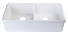 Alfi White 32  Short Wall Double Bowl Lip Apron Fireclay Farmhouse Kitchen Sink - AB5123-W