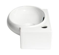 Alfi White 17  Small Wall Mounted Ceramic Sink with Faucet Hole - ABC117