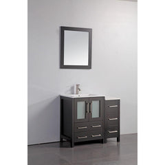 Vanity Art 36" Single Basin Bathroom Vanity with Top in White Ceramic and Mirror - VA3024-36