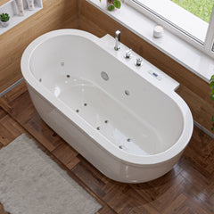 EAGO 6 ft Acrylic White Whirlpool Bathtub w Fixtures - AM128ETL