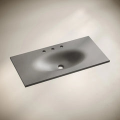 36" 3-Hole Widespread Concrete Vanity Sink Top in Matte Dark Gray - SM-VT6301DG-3 - The Home Selection