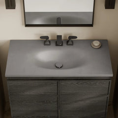 36" 3-Hole Widespread Concrete Vanity Sink Top in Matte Dark Gray - SM-VT6301DG-3 - The Home Selection