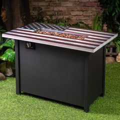 Deko Living 40 Inch Rectangular Commemorative Outdoor Propane Gas Fire Pit Table - COB10008 - The Home Selection