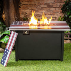 Deko Living 40 Inch Rectangular Commemorative Outdoor Propane Gas Fire Pit Table - COB10008 - The Home Selection