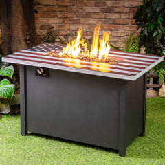 Deko Living 40 Inch Rectangular Commemorative Outdoor Propane Gas Fire Pit Table - COB10008 - The Home Selection
