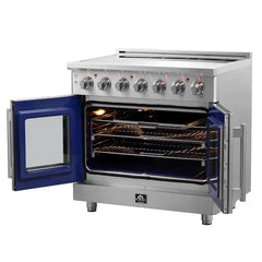 Forno Massimo 36-Inch Freestanding French Door Electric Range in Stainless Steel - FFSEL6955-36 - The Home Selection