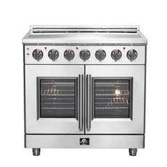 Forno Massimo 36-Inch Freestanding French Door Electric Range in Stainless Steel - FFSEL6955-36 - The Home Selection