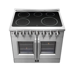 Forno Massimo 36-Inch Freestanding French Door Electric Range in Stainless Steel - FFSEL6955-36 - The Home Selection