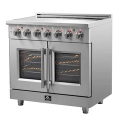 Forno Massimo 36-Inch Freestanding French Door Electric Range in Stainless Steel - FFSEL6955-36 - The Home Selection