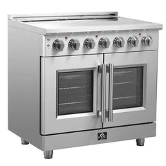 Forno Massimo 36-Inch Freestanding French Door Electric Range in Stainless Steel - FFSEL6955-36 - The Home Selection