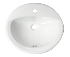 Alfi White 21  Oval Drop In Ceramic Sink with Faucet Hole - ABC802