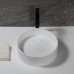 Alfi 15  Round White Matte Solid Surface Resin Sink - ABRS15R