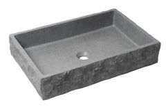 Alfi 24  Solid Concrete Chiseled Style Rectangular Above Mount Vessel Sink - ABCO24R