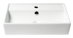 Alfi White 22  Rectangular Wall Mounted Ceramic Sink with Faucet Hole - ABC122