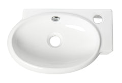 Alfi White 17  Small Wall Mounted Ceramic Sink with Faucet Hole - ABC117