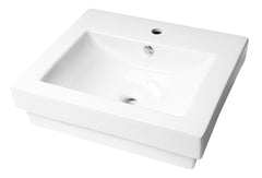 Alfi White 24  Rectangular Semi Recessed Ceramic Sink with Faucet Hole - ABC701