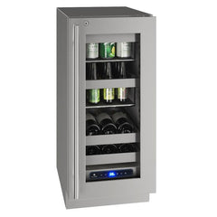 U-Line 15" 5 Class Slide & Secure™ Beverage Center – Stainless Steel Interior, Variable Speed Compressor, Convection Cooling With Lock - UHBV515 - The Home Selection
