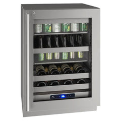 U-Line 24" 5 Class Slide & Secure™ Beverage Center – Stainless Steel Interior, Convection Cooling, Built-In or Freestanding - UHBV524 - The Home Selection