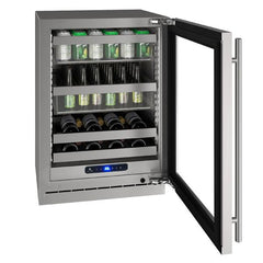 U-Line 24" 5 Class Slide & Secure™ Beverage Center – Stainless Steel Interior, Convection Cooling, Built-In or Freestanding with Locks - UHBV524 - The Home Selection