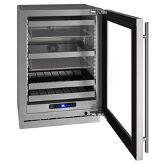 U-Line 24" 5 Class Slide & Secure™ Beverage Center – Stainless Steel Interior, Convection Cooling, Built-In or Freestanding with Locks - UHBV524 - The Home Selection