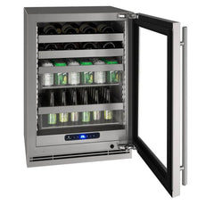 U-Line 24" 5 Class Slide & Secure™ Beverage Center – Stainless Steel Interior, Convection Cooling, Built-In or Freestanding with Locks - UHBV524 - The Home Selection