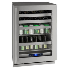 U-Line 24" 5 Class Slide & Secure™ Beverage Center – Stainless Steel Interior, Convection Cooling, Built-In or Freestanding with Locks - UHBV524 - The Home Selection