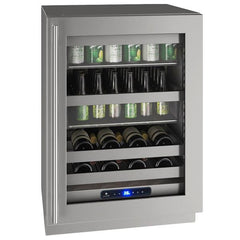 U-Line 24" 5 Class Slide & Secure™ Beverage Center – Stainless Steel Interior, Convection Cooling, Built-In or Freestanding with Locks - UHBV524 - The Home Selection
