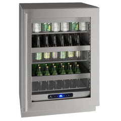 U-Line 24" 5 Class Slide & Secure™ Refrigerator – Stainless Steel Interior, Convection Cooling, Built-In or Freestanding - UHRE524 - The Home Selection