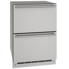 U-Line 24-Inch Outdoor Refrigerator Drawers – Dual Stainless Steel Undercounter Fridge with Convection Cooling, LED Lighting & Digital Controls - UODR124-SS61A - The Home Selection
