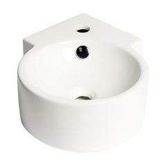 Alfi White 17  Tiny Corner Wall Mounted Ceramic Sink with Faucet Hole - ABC121