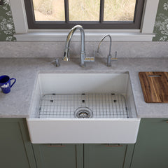 Alfi White 30  Contemporary Smooth Apron Fireclay Farmhouse Kitchen Sink - AB510-W