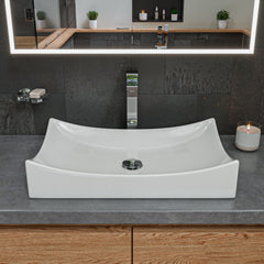 Alfi White 26  Fancy Rectangular Above Mount Ceramic Sink - ABC904