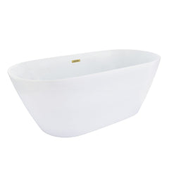Altair Tazlar 63" x 28" Flatbottom Freestanding Acrylic Soaking Bathtub in Glossy White with Drain and Overflow - 52563-BAT-WH