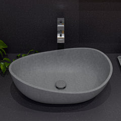Alfi 23  Solid Concrete Wavy Oval Above Mount Vessel Sink - ABCO23O