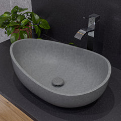 Alfi 23" Solid Concrete Wavy Oval Above Mount Vessel Sink - Gray Matte