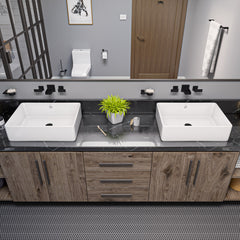 EAGO 20  RECTANGULAR CERAMIC ABOVE MOUNT BASIN VESSEL SINK - BA131