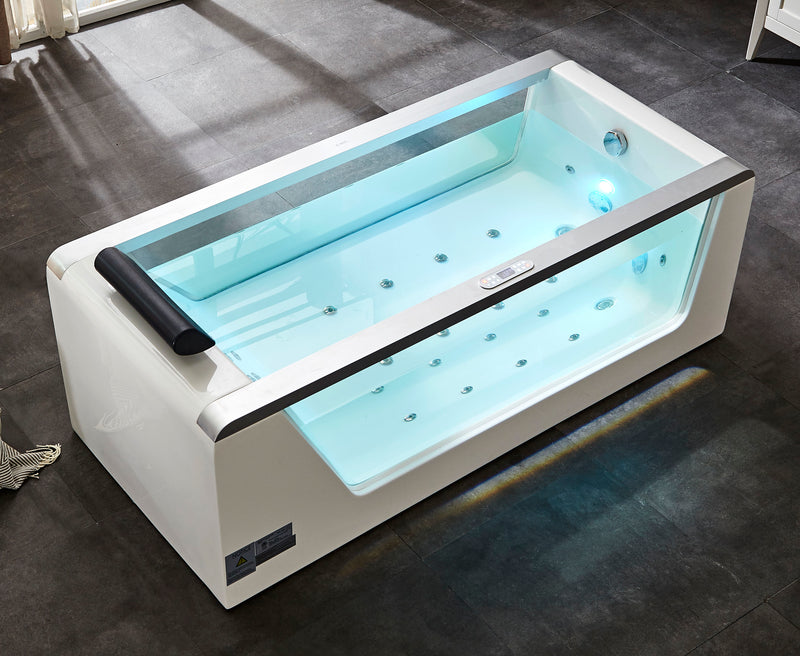 EAGO 6 ft Clear Rectangular Acrylic Whirlpool Bathtub