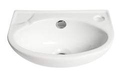 Alfi White 14  Small Wall Mounted Ceramic Sink with Faucet Hole - ABC118