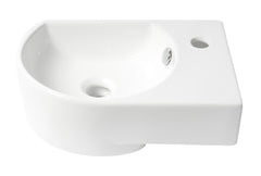 Alfi White 16  Small Wall Mounted Ceramic Sink with Faucet Hole - ABC119