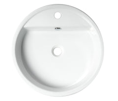 Alfi White 19  Round Semi Recessed Ceramic Sink with Faucet Hole - ABC702