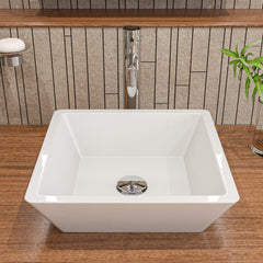 Alfi White 17  Square Above Mount Ceramic Sink - ABC912