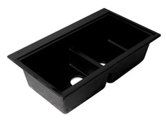 Alfi 33  Granite Composite Workstation Step Rim Double Bowl Undermount Sink with Accessories - AB3418DBUM