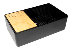Alfi Workstation 33" x 20" Single Bowl Step Rim Fireclay Farm Sink with Accessories - Black Matte